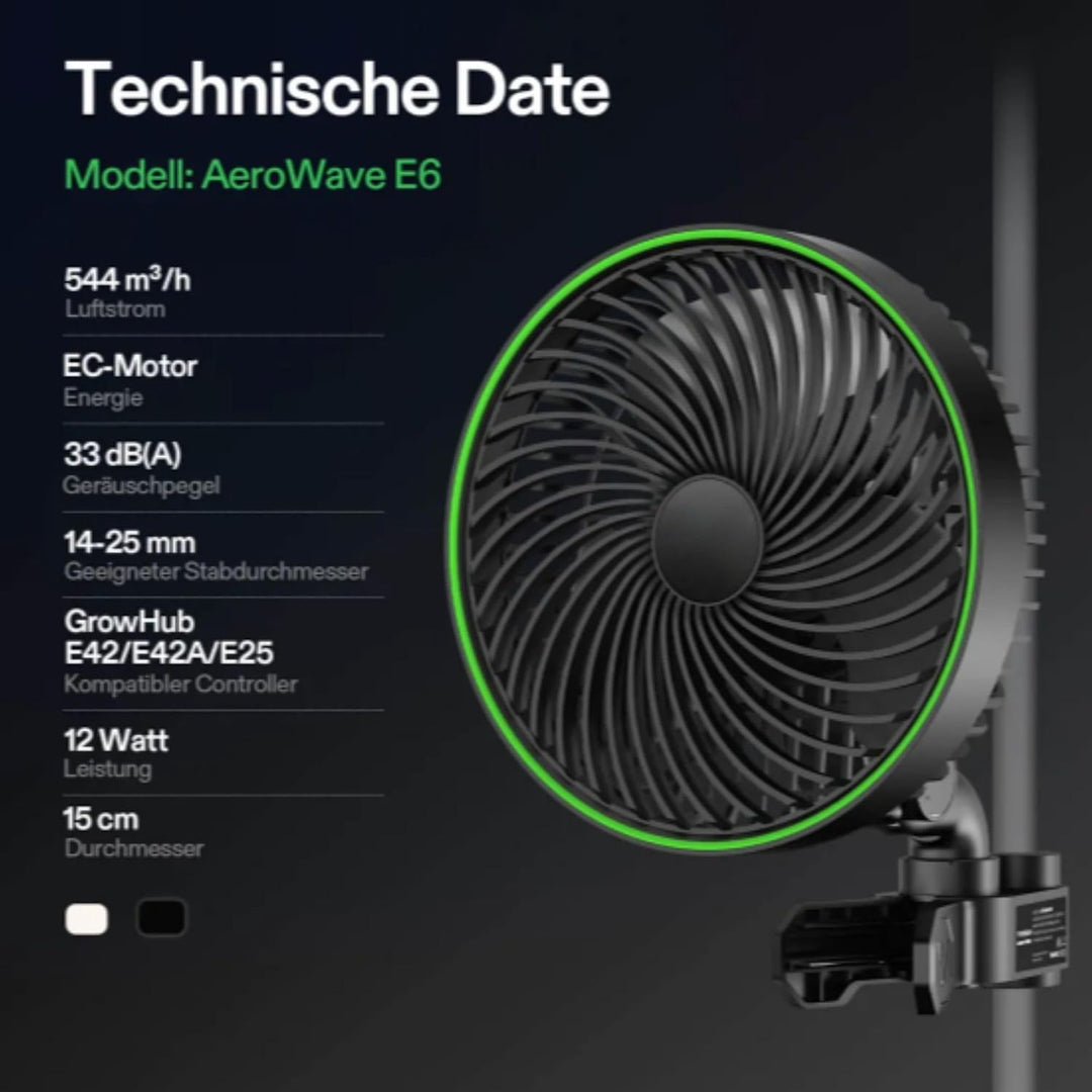 Generisch Aero Wave E9 Clip Ventilator – 9″ Clip-On Lüfter mit WiFi-Steuerung, 10 Geschwindigkeitsst