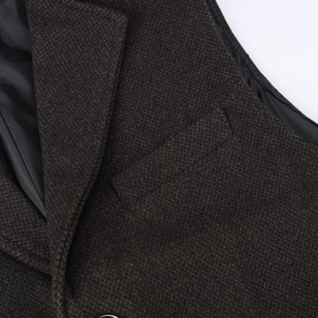 Allthemen Herren Weste Revers Tweed Wolle Anzugweste Formale Regular Fit Herrenweste Retro Business