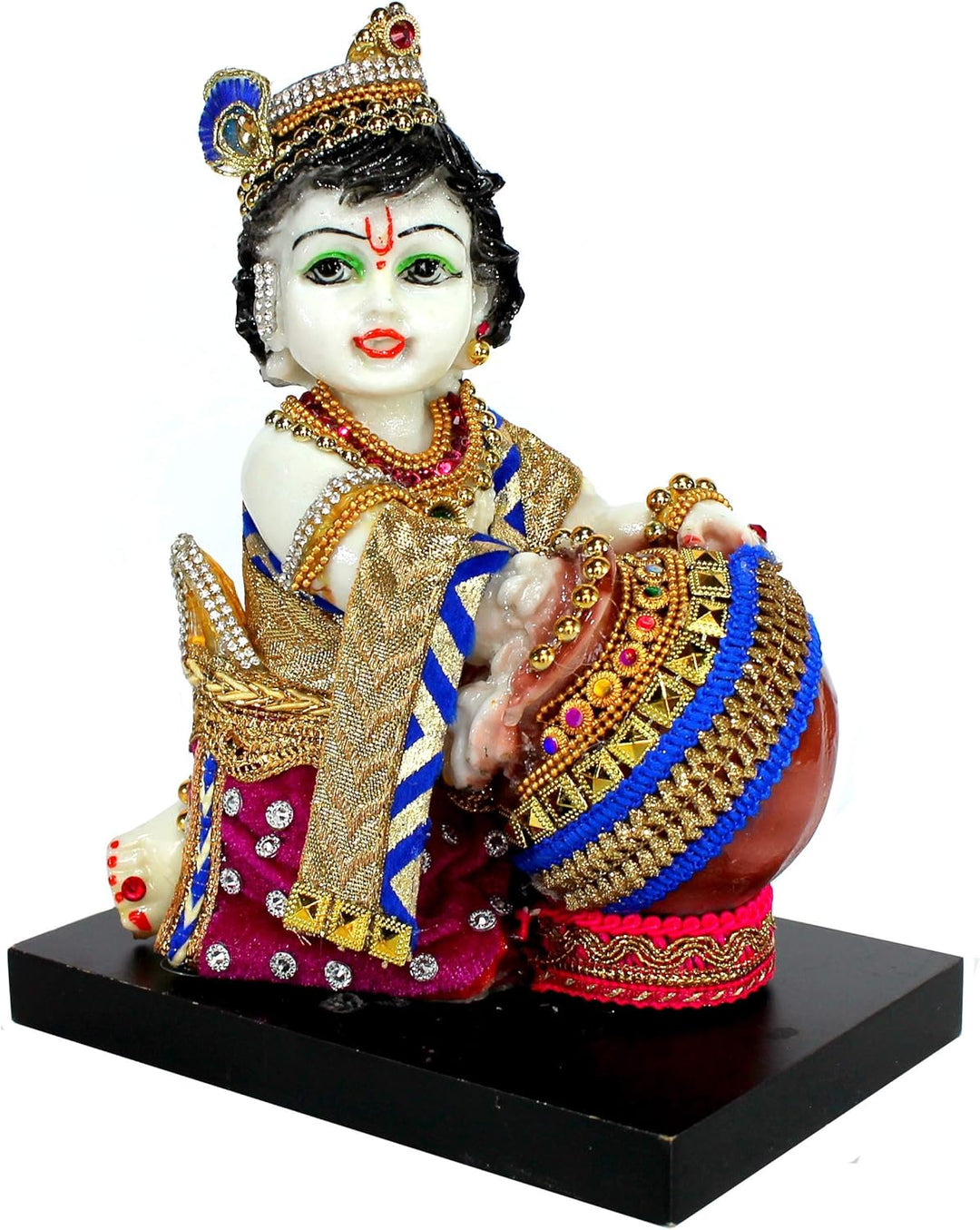 ESPLANADE Handgeschnitzte Gott, Kishan Krishna, Makhan Chor Murti Idol-Statue, Skulptur (19,1 cm)