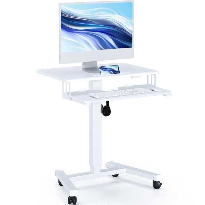 BONTEC Schreibtisch Höhenverstellbar mit Tastaturablage, mobiles Podium, Computer-Workstation bis zu