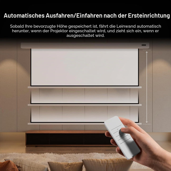 Heimkino-Paket: Valerion Pro2 4K Triple-Laserprojektor mit 100-Zoll-PureVision-Bildschirm mit Motor,