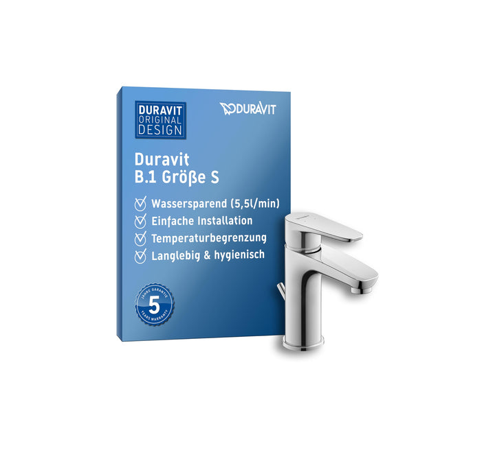 Duravit B11010 B.1 Einhebel-Waschtischmischer, Chrom mit Zugstangen-Ablaufgarnitur