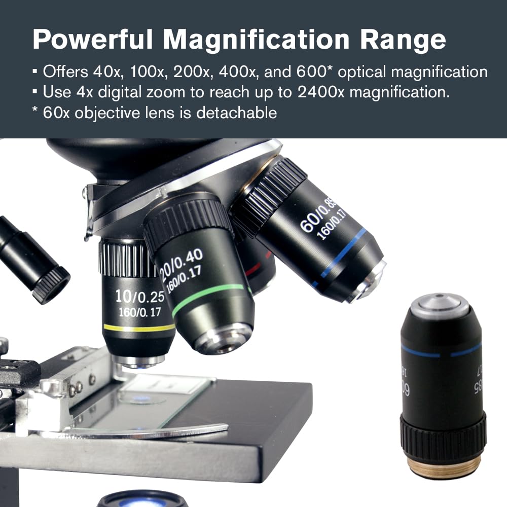 Celestron 44348 PentaView LCD Digitalmikroskop, 40- bis 60-fache Vergrösserung, Schwarz/Silber Penta