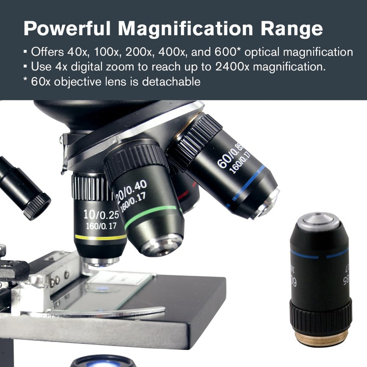 Celestron 44348 PentaView LCD Digitalmikroskop, 40- bis 60-fache Vergrösserung, Schwarz/Silber Penta