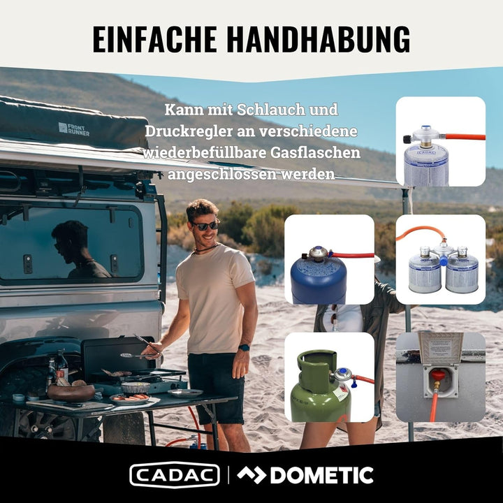 CADAC - 3 Cook Turbo FFD Deluxe - 50mBar - Grillen - Tragbare Grills - Kochfläche aus Edelstahl - In