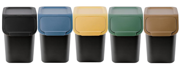 Mülleimer Set 5 Stück 25L Mit Deckel Click-Function Abfalleimer Mülltrennsystem Abfallbehälter Recyc
