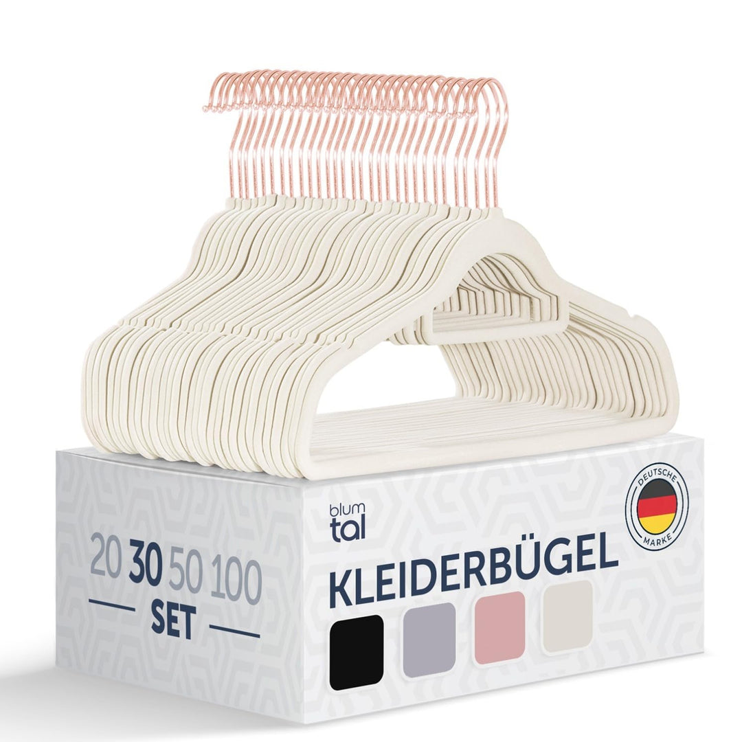 Blumtal Kleiderbügel 30 Stück - Kleiderbügel Samt 360° drehbar und belastbar - Kleiderbügel platzspa
