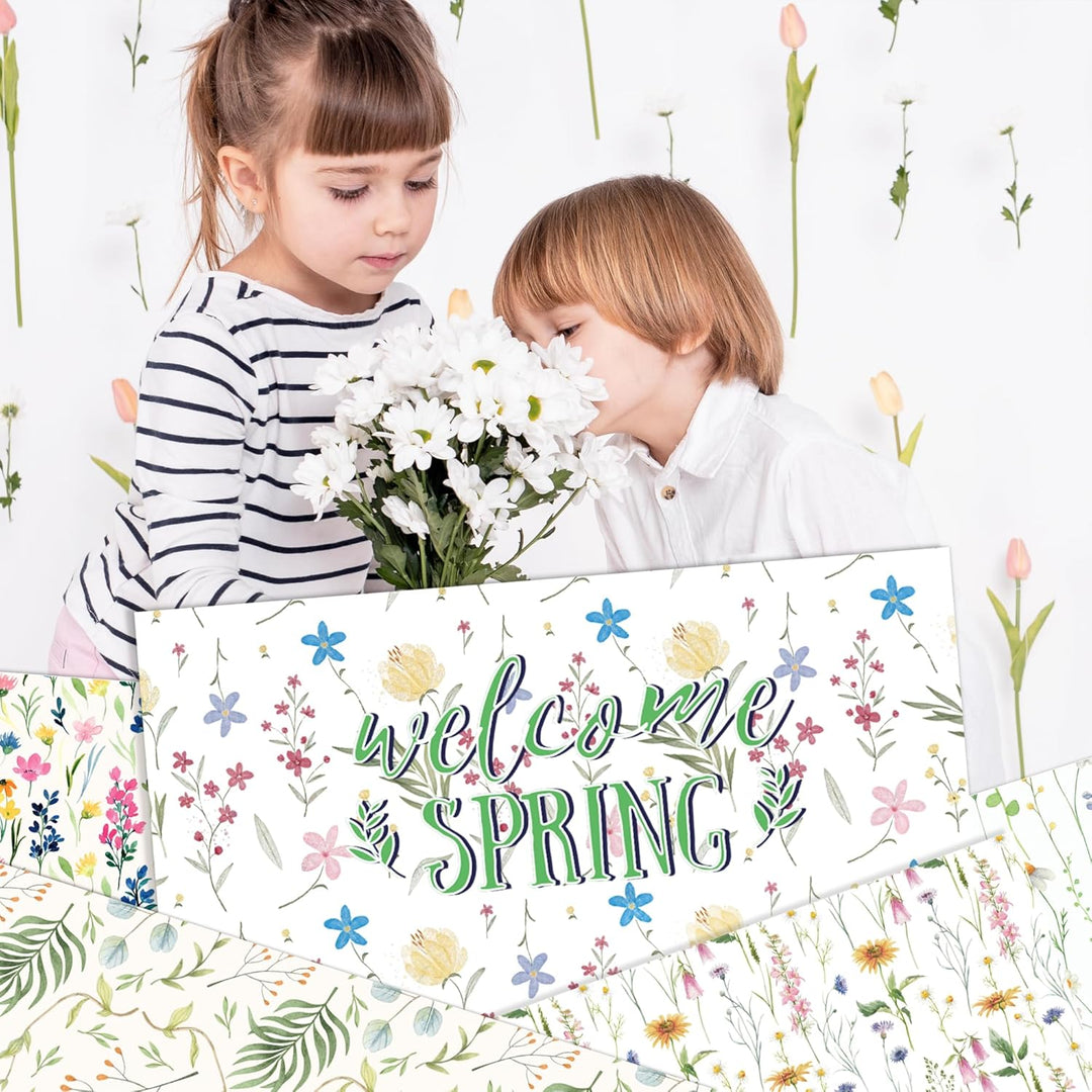 CC HOME 24 Blatt Florales Muster Scrapbook Papier, 12 Designs Doppelseitige Dekorpapier, 12x12Inch C