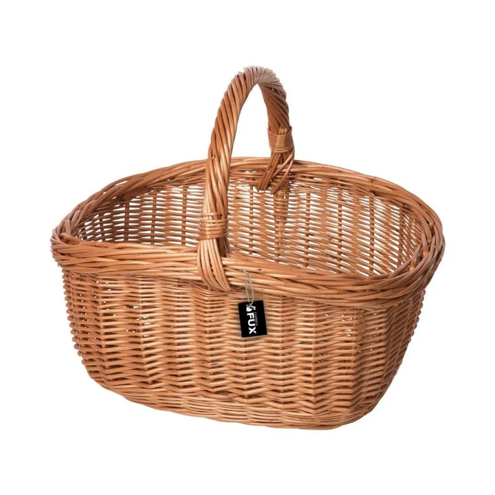Einkaufskorb oval dunkel Weide geflochten stabiler Henkel 42x33cm