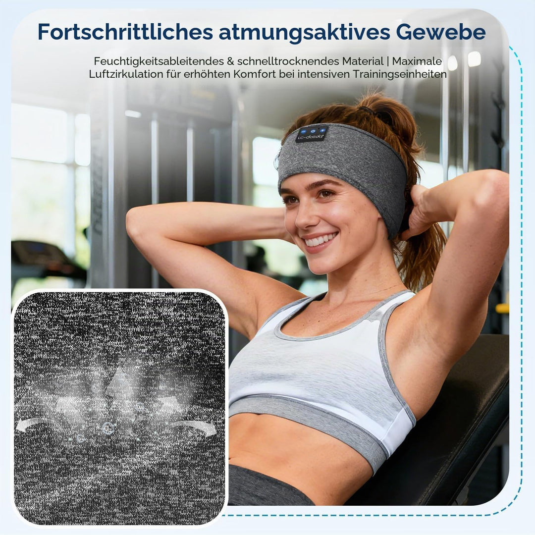LC-dolida Schlafkopfhörer Bluetooth Stirnband Kopfhörer Bluetooth V5.4 Band Kopfhörer zum Schlafen,S