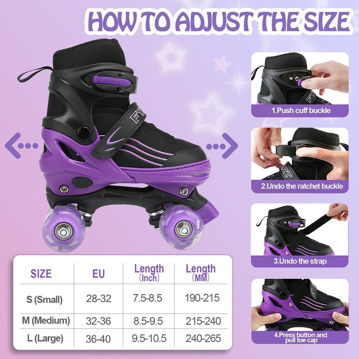 Rollschuhe für Mädchen Jungen Einstellbare Kinder Rollschuhe mit leuchtenden Rädern, Spass Beleuchtu