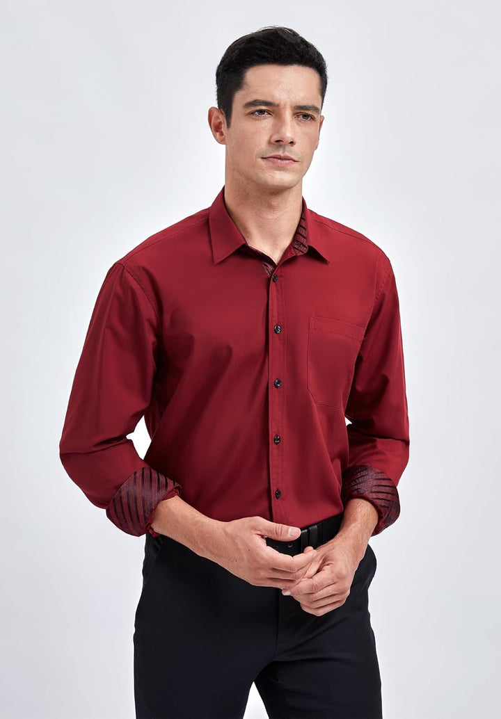 HISDERN Herren Hemd formelle Freizeithemd Businesshemden Freizeithemden Langarm Baumwolle Klassisch