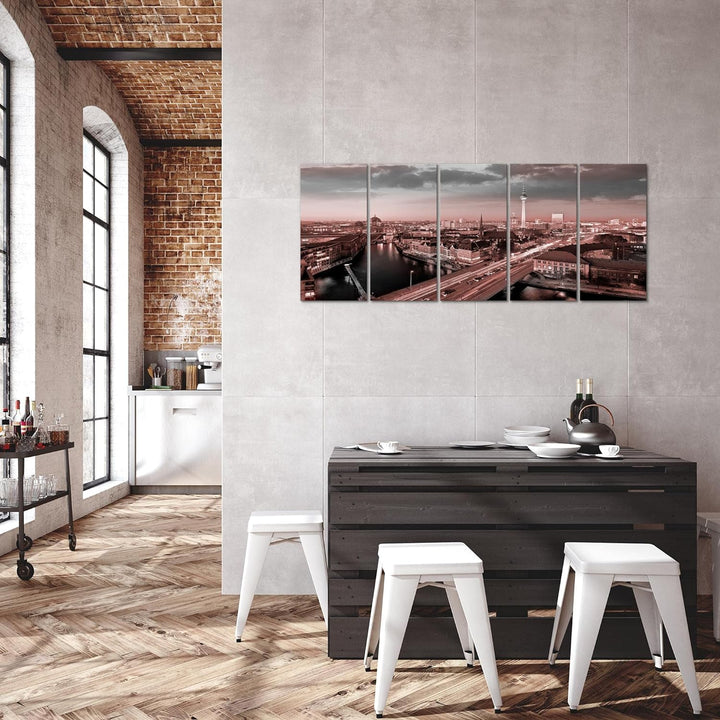 Runa Art Bild Berlin Wandbilder auf Vlies Leinwand 5 Teilig Wanddekoration Wohnzimmer Büro 605156b 1