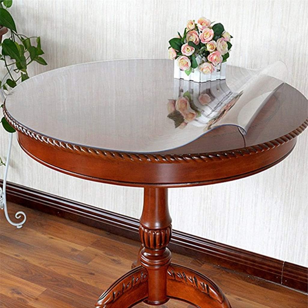 Runde transparente PVC Tischdecke,Dicke 2 mm,Dia.100 cm, Runden wasserdichte Tischschutz Tischfolie,