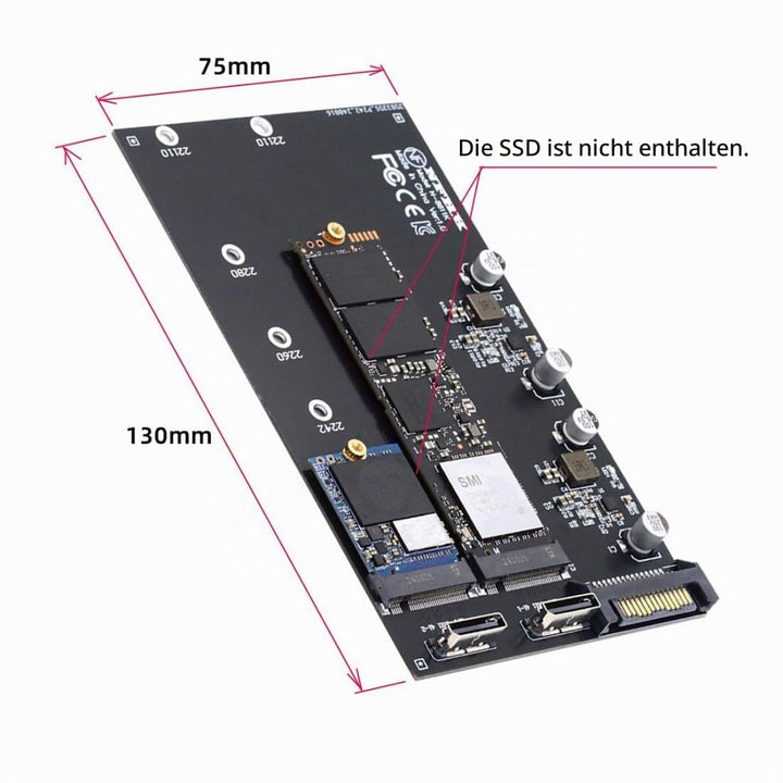 chenyang M.2 zu Oculink Adapter, PCIe NVME/AHCI SSD 2 zu 2 SFF-8611/8612 Adapter unterstützt 2230/22