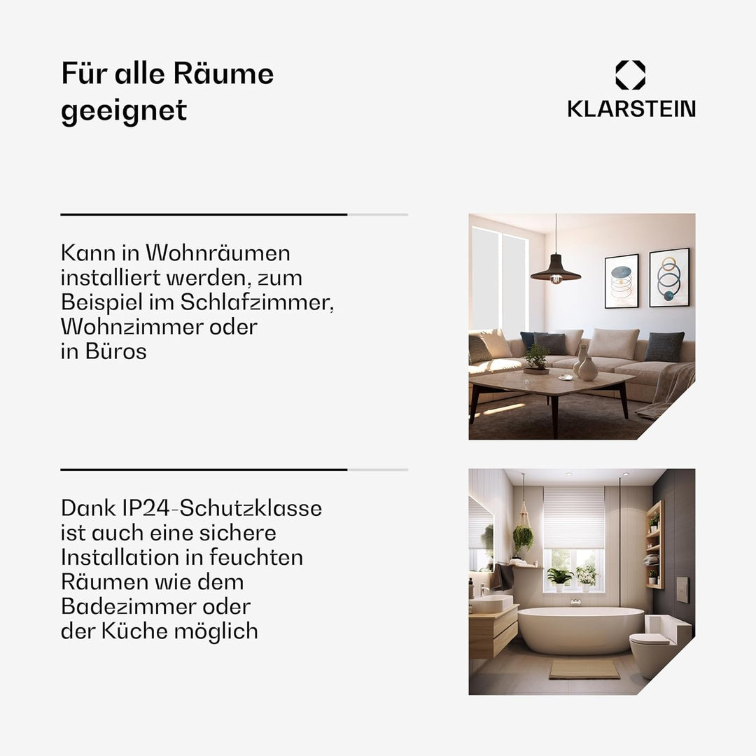 Klarstein Elektroheizung, Konvektor-Heizung Freistehend oder Wandmontage, Energiesparend, Erkennung