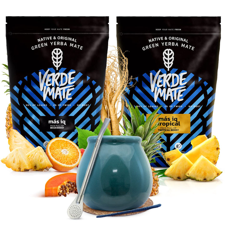 Mate Tee Verde Mate Set 1kg - Brasilien Yerba Mate Mas IQ &amp; Tropical 2x500g - Luftgetrocknet, Stauba