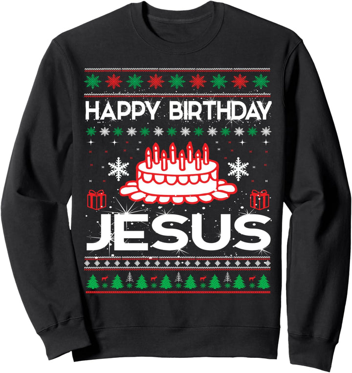 Happy Birthday Jesus Hässlich Pullover Weihnachten Sweatshirt