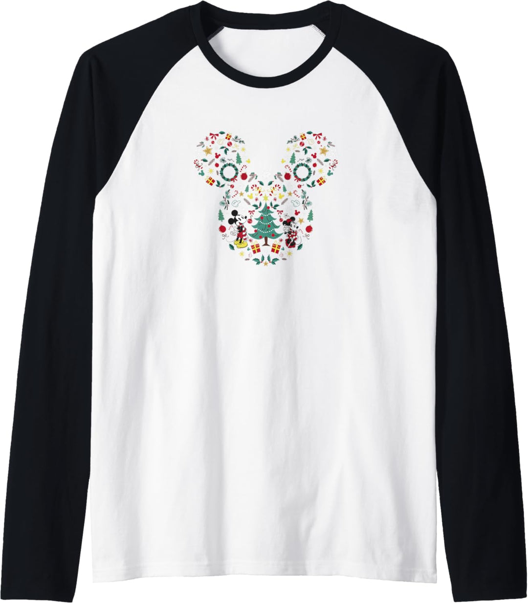 Disney Mickey &amp; Minnie Christmas Jumble Ear Shape Raglan