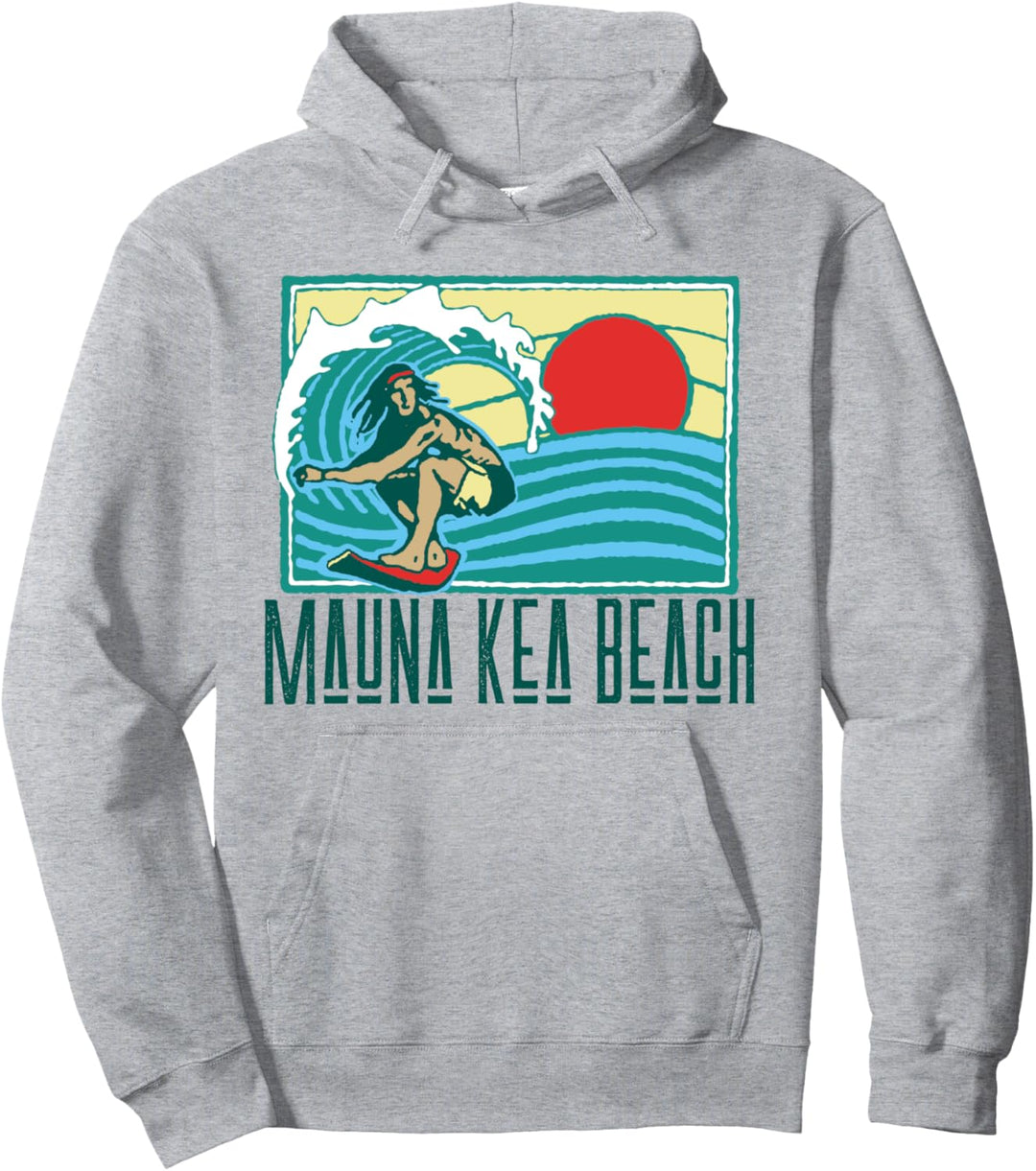 Mauna Kea Beach Hawaii Vintage Surfer & Wave Retro Pullover Hoodie