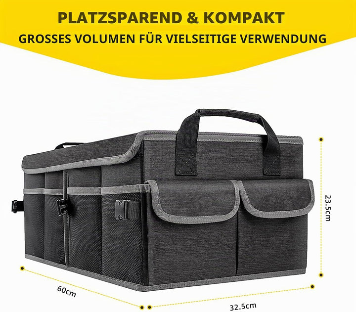 YBCPACK Auto Kofferraum Organizer mit Deckel [60L] - Stabil &amp; Rutschfes - Faltbar Kofferraumtasch au