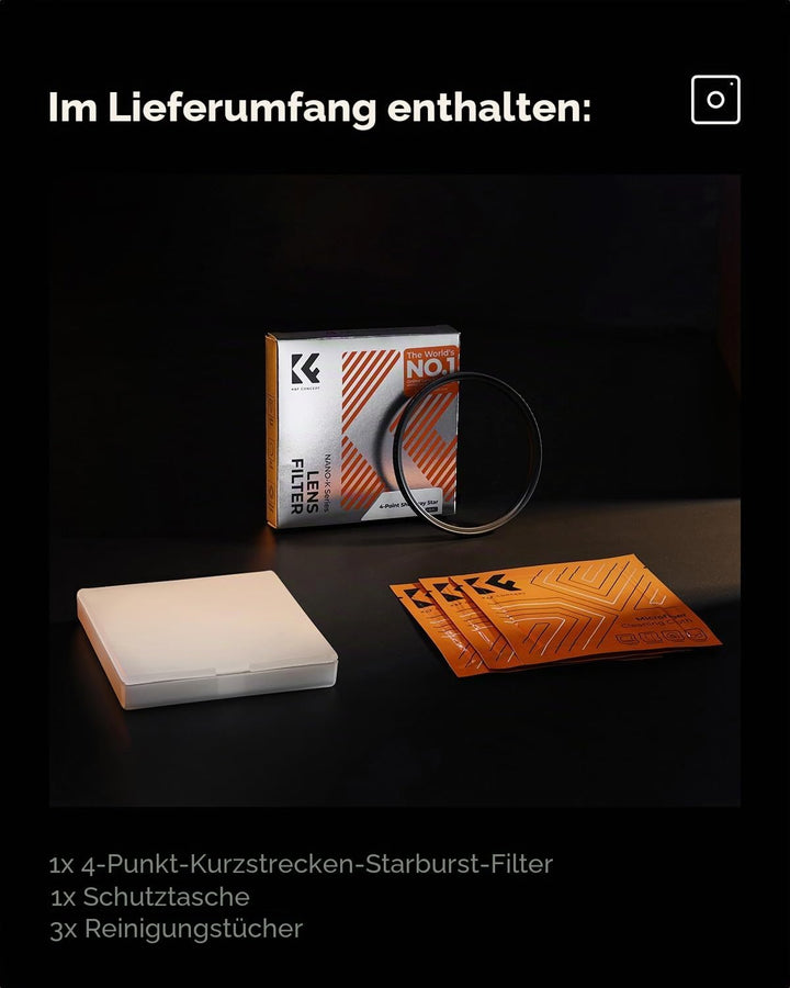 K&F CONCEPT 67mm Kurzstrahl-Sternfilter mit 4 Punkten HD Glas Special Kamera-Effektfilter Filter (Na