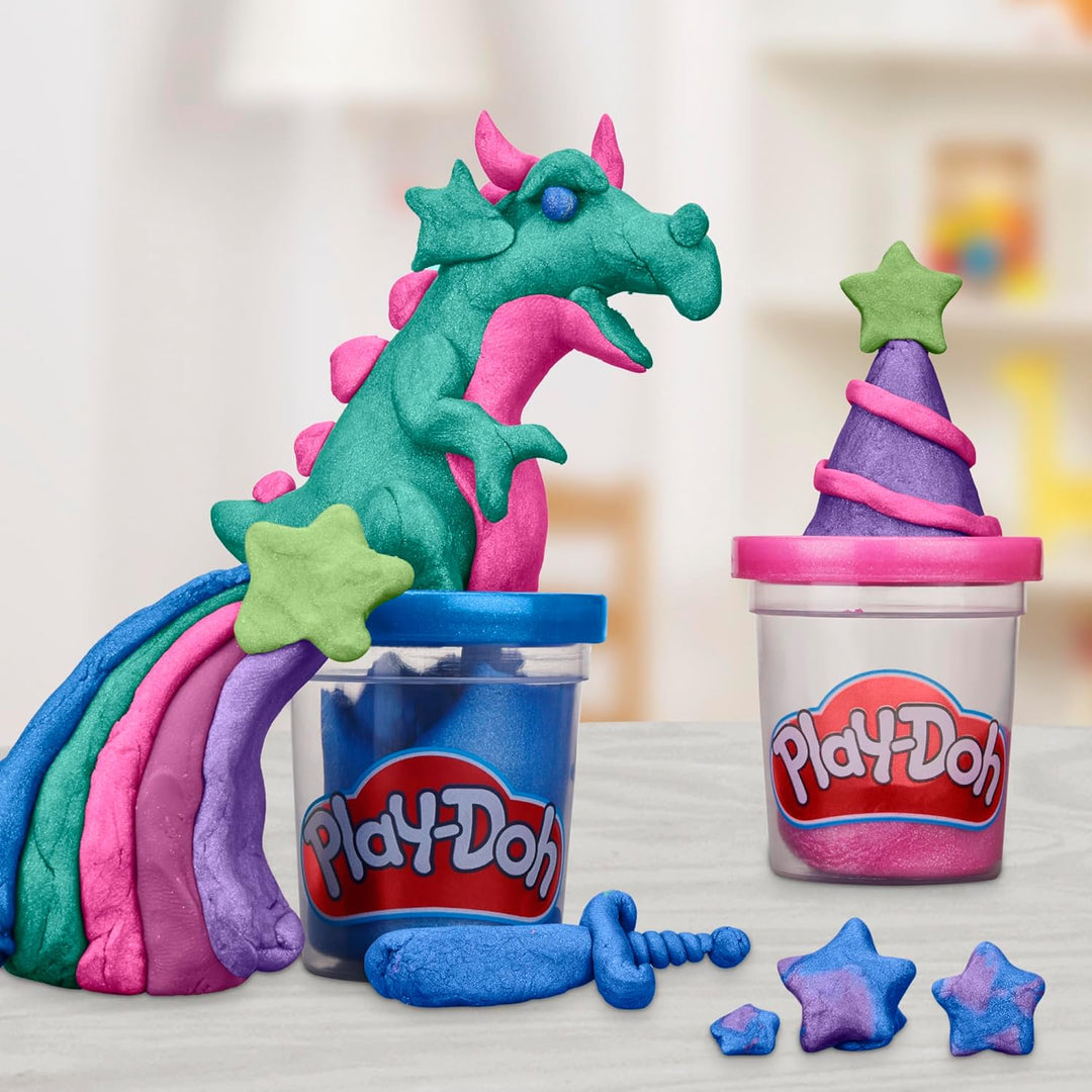 Play-Doh 6er-Pack Funkelknete, besondere Farben mit Glitzer, für mehr Kreativität und fördert die Fe