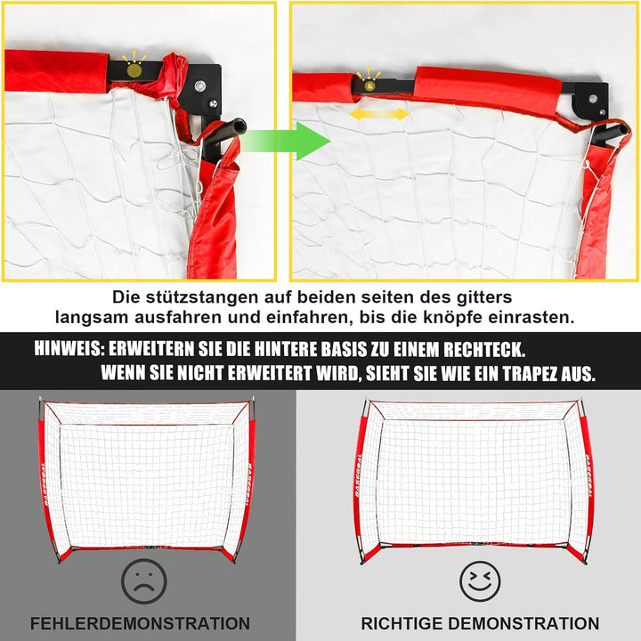 Fussballtor Outdoor [180cm/240cm/365cm], Faltbares Fussballtor Garten &amp; Training mit Koordinationsle
