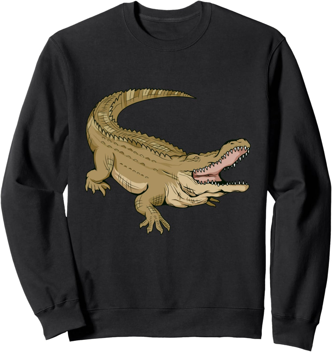 Krokodil Bild Zeichnung Design Reptil Krokodil Sweatshirt