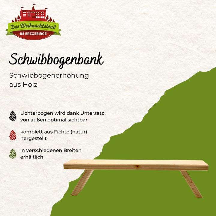 Schwibbogenbank aus Holz – Fensterbank Erhöhung für Lichterbogen – Holzbank für Schwibbogen – ideal