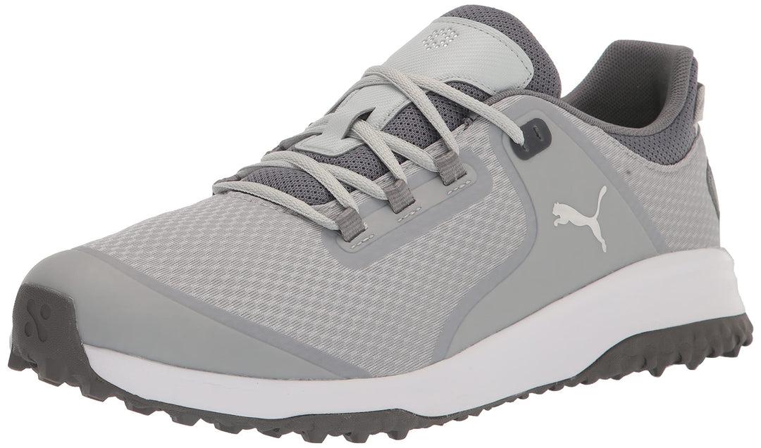 PUMA Herren Fusion Grip Extra Breit Golfschuh 41 EU Weit Flacher Hellgrau Puma Silber Leiser Schirm,