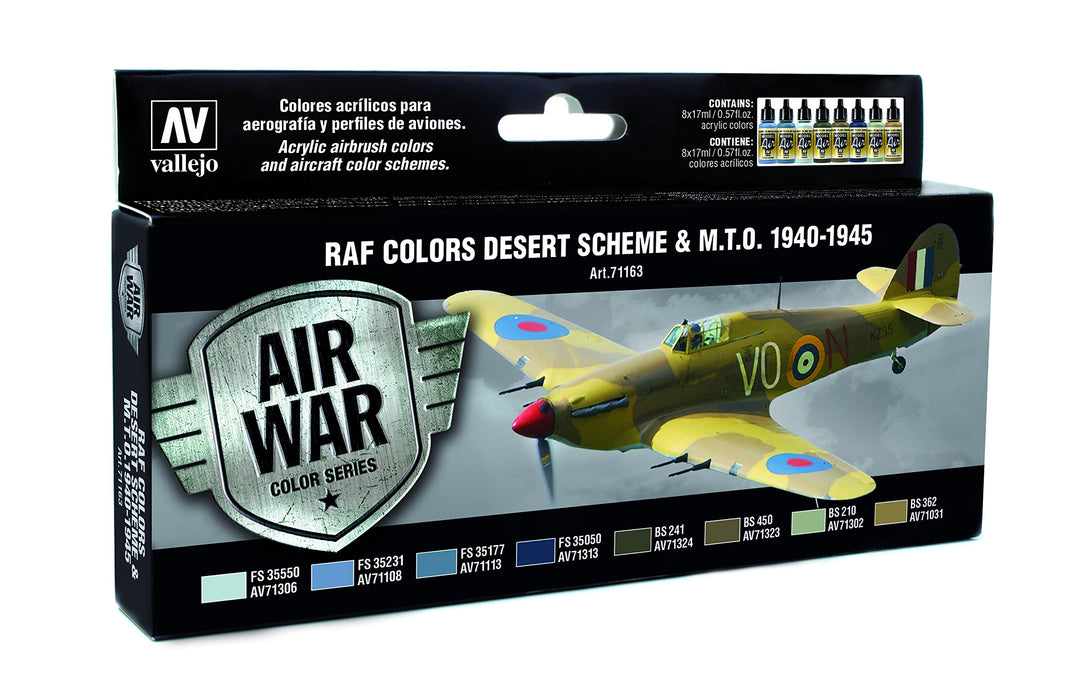 Vallejo 071163 Farbset, RAF Wüstentarnung, WWII, 8x17 ml, Transparent, 8 Count (Pack of 1)