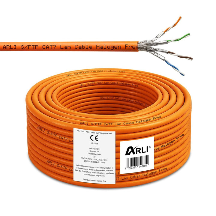 ARLI CAT 7 Verlegekabel 300 m Netzwerkkabel CAT.7 3 x 100 m LAN Halogenfrei Installationskabel SFTP