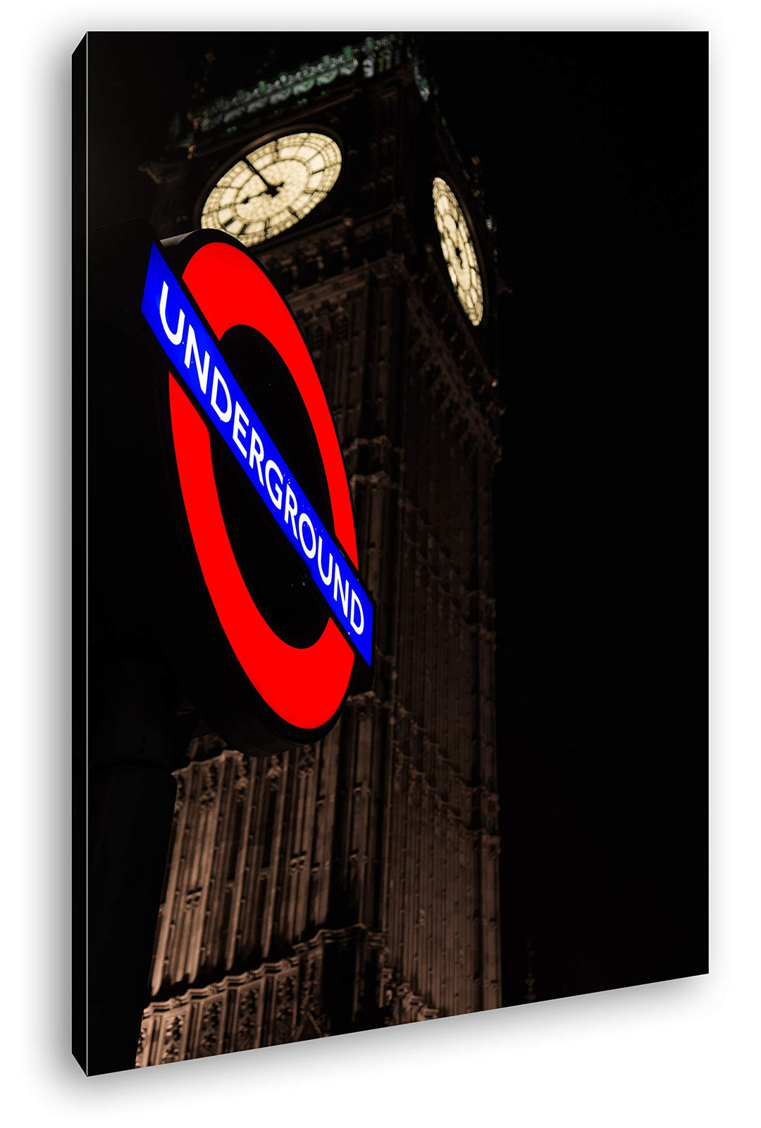 deyoli Underground Schild in London Format: 100x70 als Leinwandbild, Motiv fertig gerahmt auf Echtho