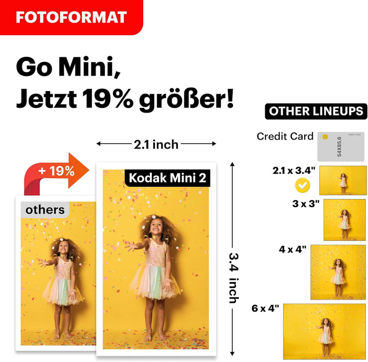 KODAK Mini Shot 2 Retro 4PASS 2-in-1 Sofortbildkamera und Fotodrucker (5,3x8,6cm) + 8 Blatts, Gelb M