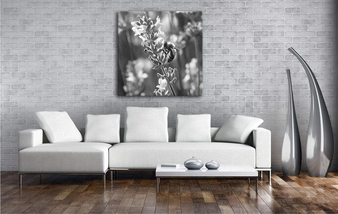 deyoli Blühender Lavendel Format: 60x60 Effekt: Schwarz&Weiss als Leinwandbild, Motiv fertig gerahmt