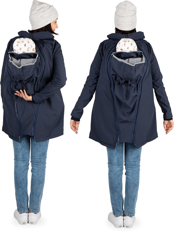 Viva la Mama 4in1 Trageparka für Tragen auf dem Rücken oder der Brust, Allwetter Softshell - PINA L