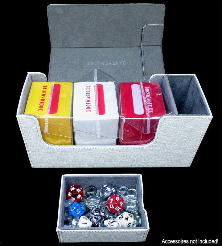docsmagic.de Premium Magnetic Tray Long Box White Small + 2 Flip Boxes - Weiss Small + 2 Flip Boxes