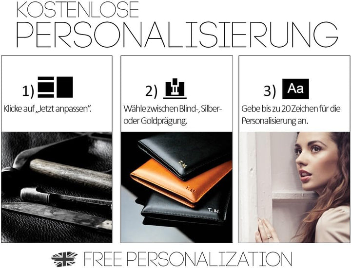 DELMON VARONE - Personalisierbares Notizblock Etui DIN A7 Premium Leder Soft Grain braun - Taschen M