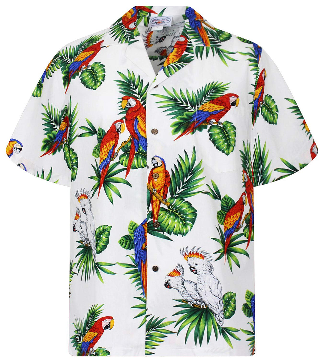 P.L.A. Pacific Legend Original Hawaiihemd, Kurzarm, Kakadu, Weiss, 3XL
