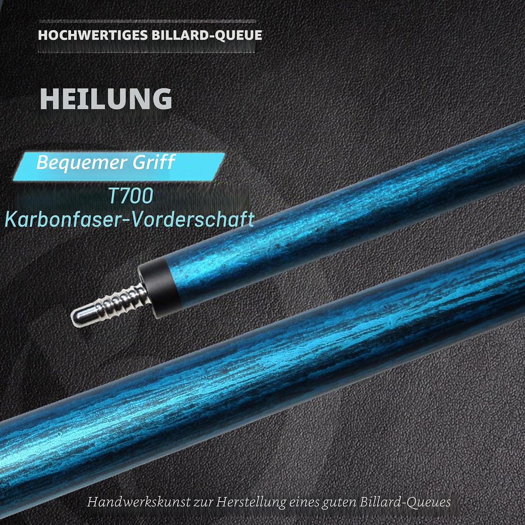 Billardqueue aus Karbonfaser, 12 mm Kopf, niedrige Ablenkung, professioneller Poolqueue, 142,2 cm Sn