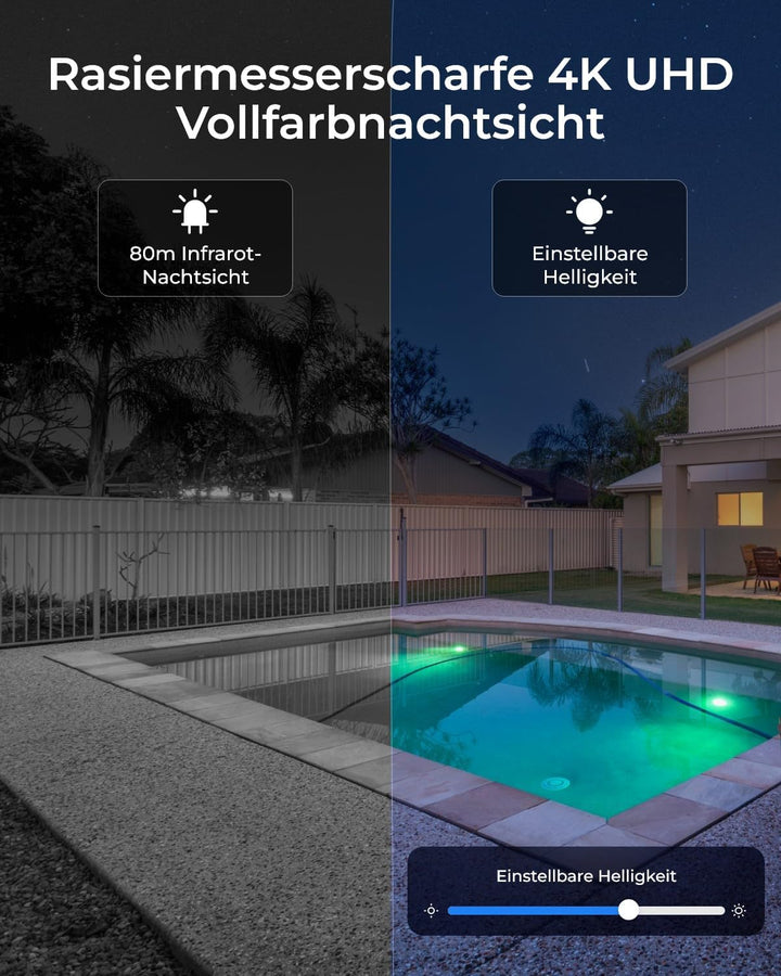 Reolink Smart 4K/8MP UHD PTZ Dome Überwachungskamera Aussen mit revolutionären 16X optischem 3D-Zoom
