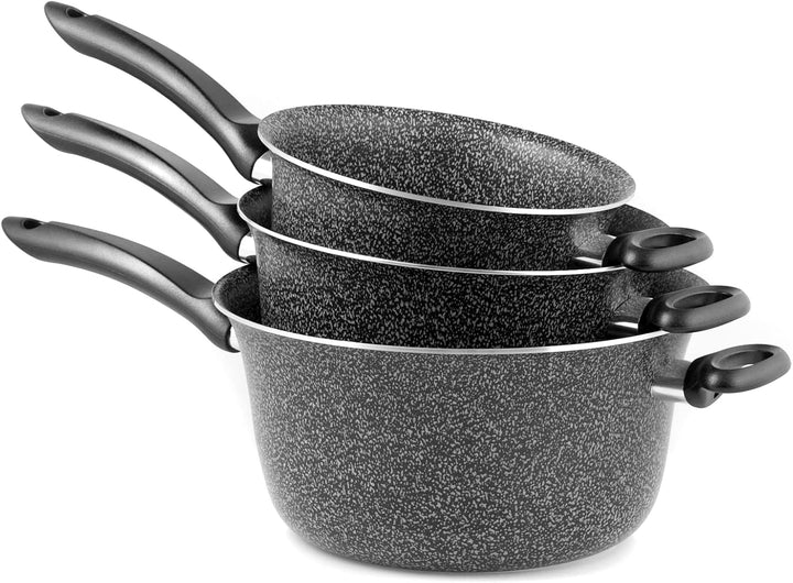 Home Antihaft-Kessel mit Griff, Stein, Schwarz/Silber, 20 cm
