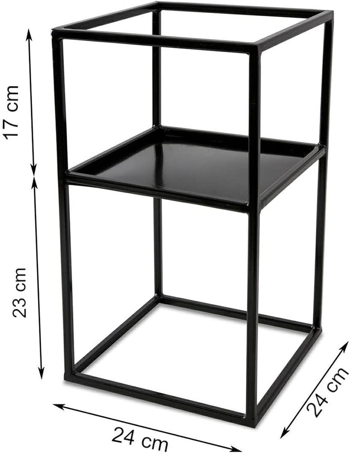 HowHomely Schwarz Blumenständer Metall - Solider und Robuster Pflanzenständer 40 x 24 x 24 cm mit Ra