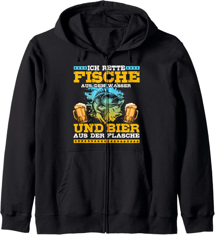 Ich rette Fische aus dem Wasser und Bier aus der Flasche Kapuzenjacke