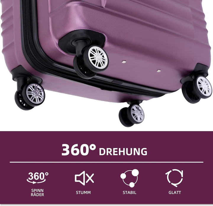 BEIBYE Zwillingsrollen Reisekoffer Koffer Trolleys Hartschale M-L-XL-Set (Violett, XL), XL