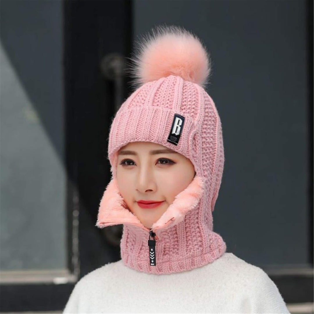 2 in 1 Winter Strickmütze Schal Mütze Set Wintermütze Beanie Damen Warme Loop Strickschal Cap mit Fl