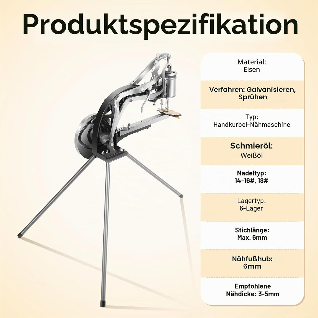 MINRS Handnähmaschine, Schuh-Cobbler-Maschine, 360° Einstellbare Richtung, Schuh-Reparatur-Nähmaschi