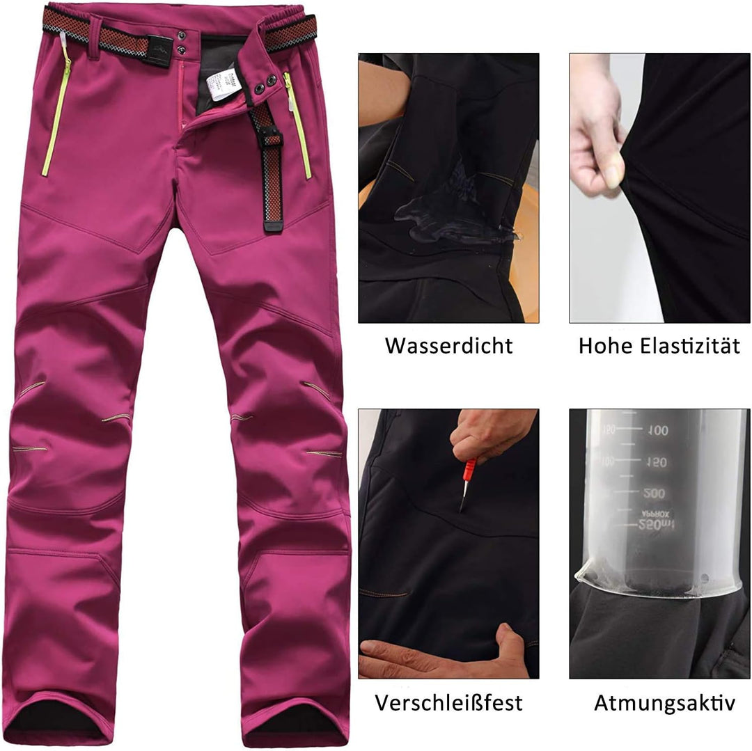 Damen Outdoorhose Softshellhose Wanderhose Gefüttert Fleece Warm Wasserdicht Winddicht Softshell Win