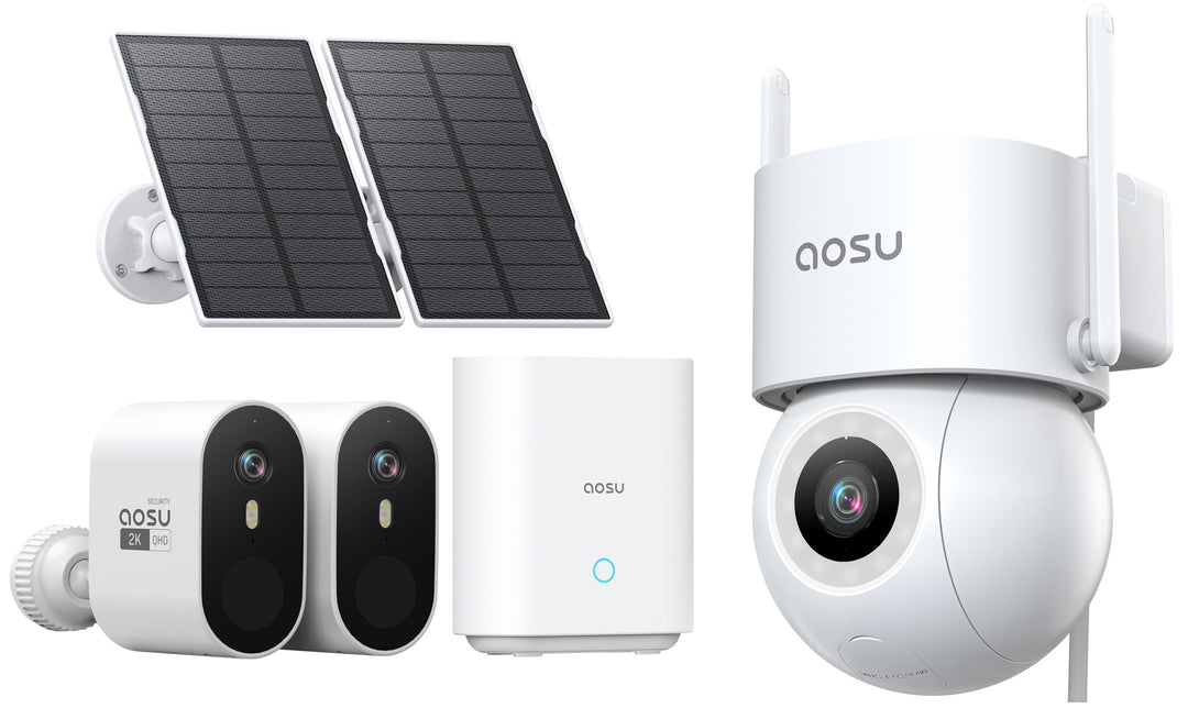 aosu 2K 3MP UHD Überwachungskamera Aussen Solar Akku 4 Cam Kit & 3K 5MP Überwachungskamera Aussen Ka